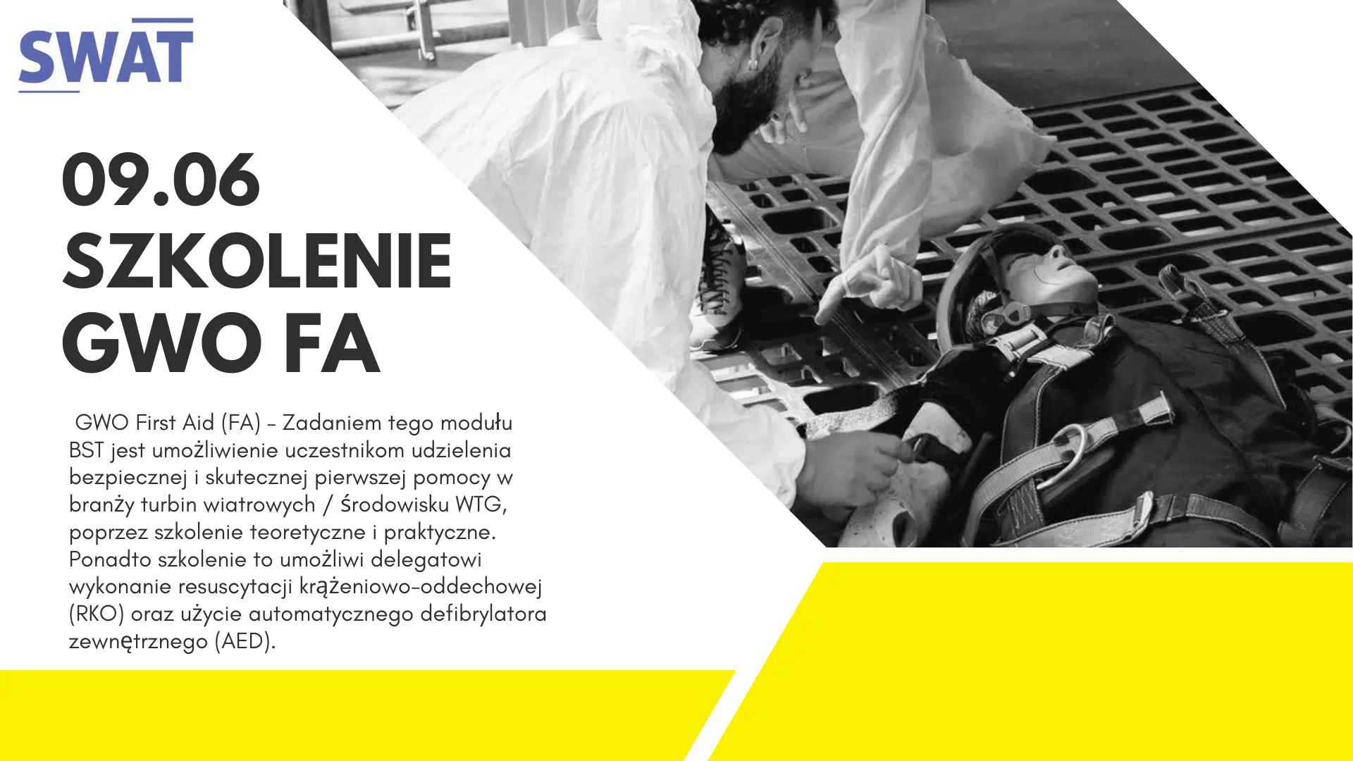 Ćwiczenia RKO na manekinie podczas szkolenia GWO FA